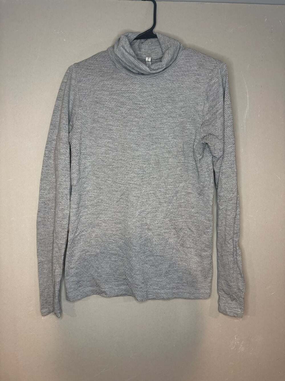 Athleta Women's Grey Space Dye Mock Neck Textured Long Sleeve Top Size L